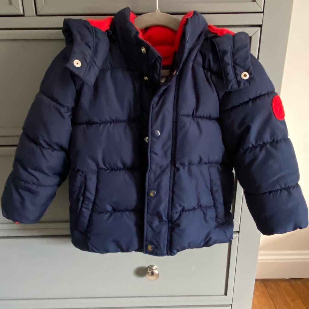 Gap Toddler Puffer Jacket In Navy/Red Size 2t